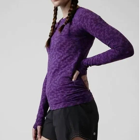 Athleta size M Momentum Seamless Athletic Shirt - Winter Frost Basalt Violet - Picture 2 of 10